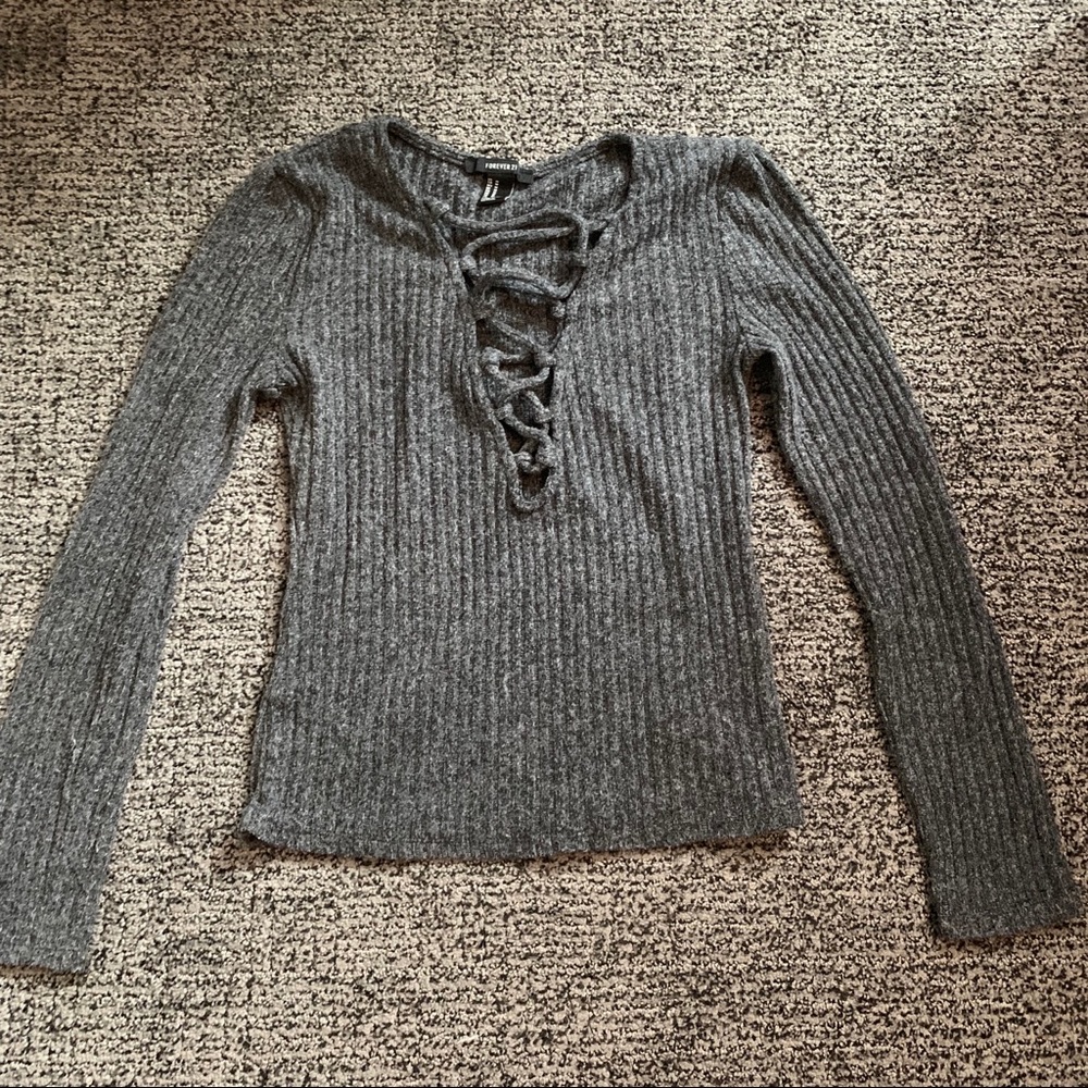 Criss cross tied shirt